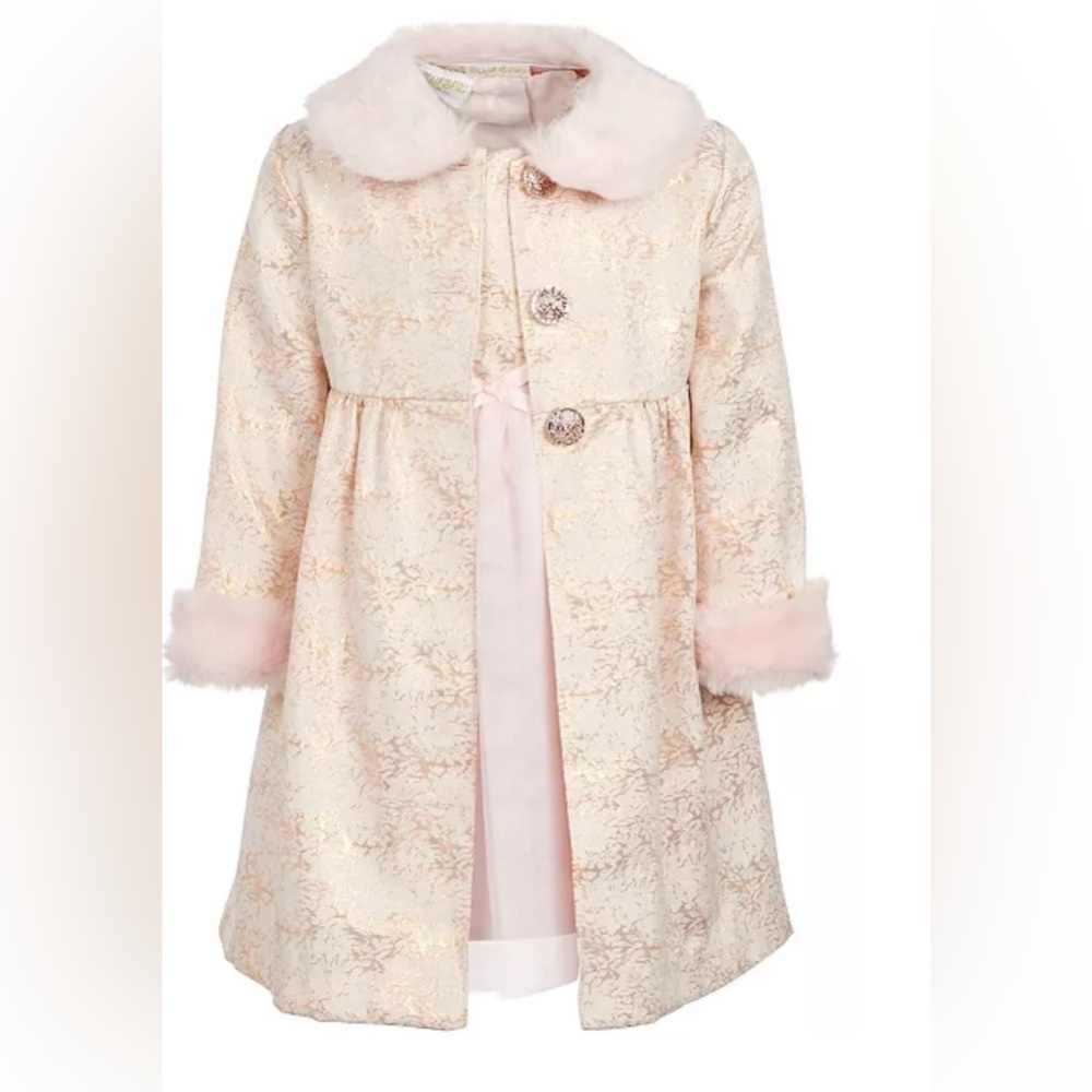 Sold-BLUEBERI BOULEVARD Toddler Girls 2-Pc. Faux-Fur-Trim Coat & Dress Set